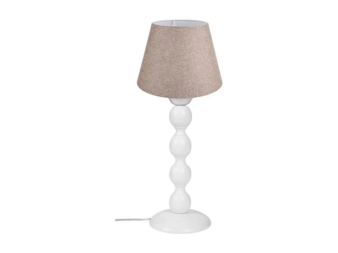 Lampada da tavolo base bianca e paralume tessuto colore beige LAGUNAH372634