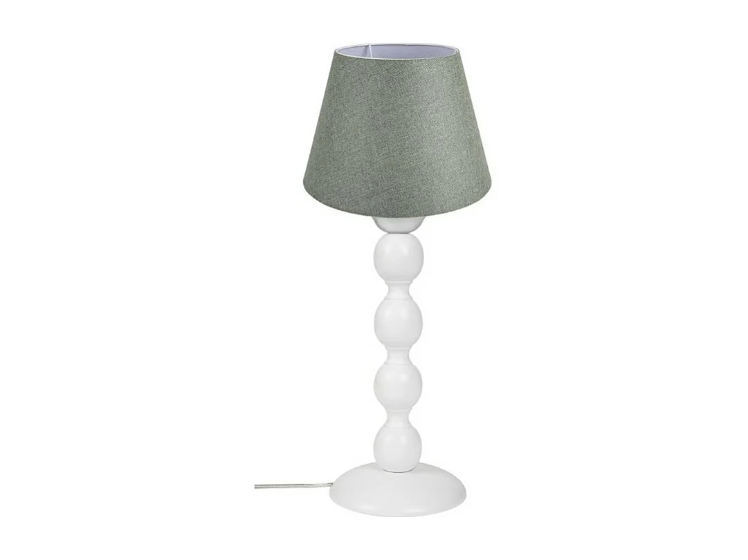 Lampada da tavolo base bianca e paralume tessuto colore verde LAGUNAH372638