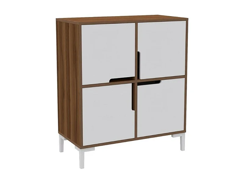 Scarpiera 4 scomparti Wind Tower 90x45x90h colore noce bianco