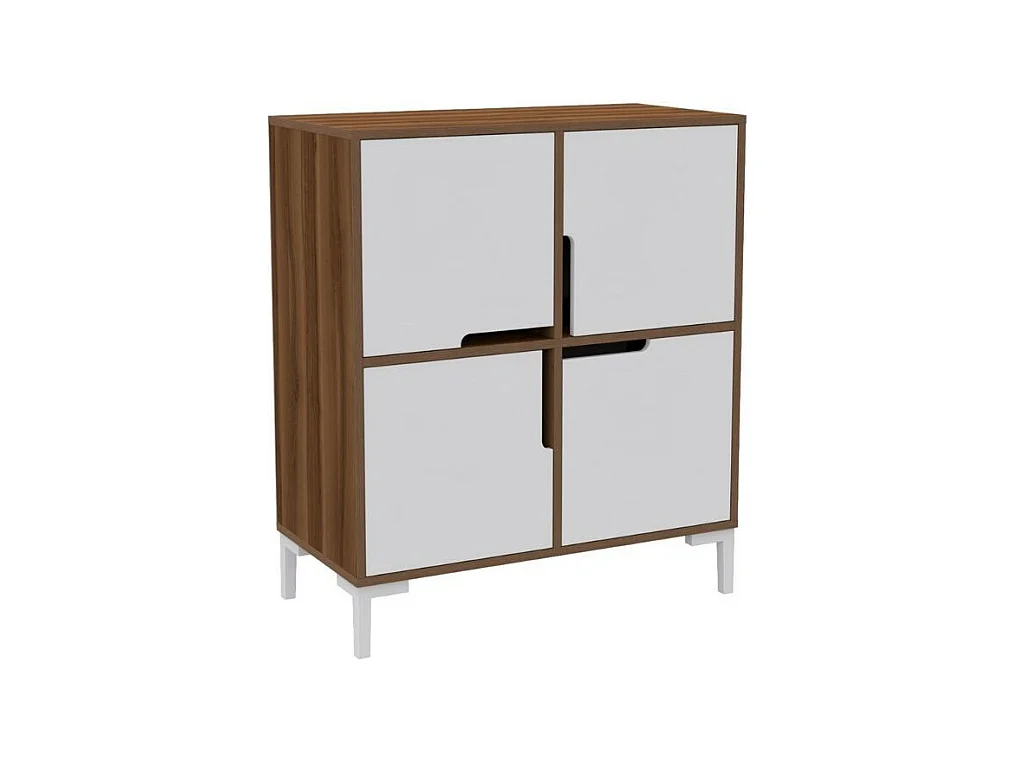 Scarpiera 4 scomparti Wind Tower 90x45x90h colore noce bianco