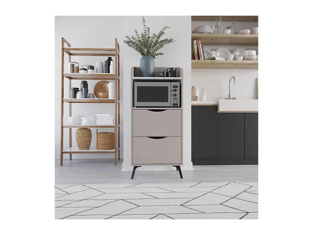 Mobile multiuso con cassetti tortora e ripiano effetto carrara Gorki