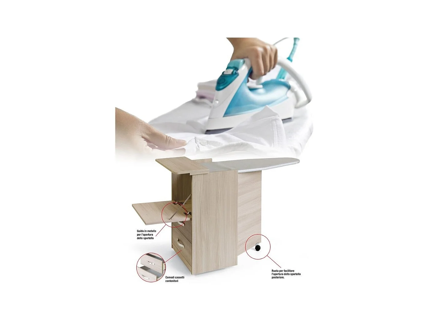 Mobile da stiro colore olmo