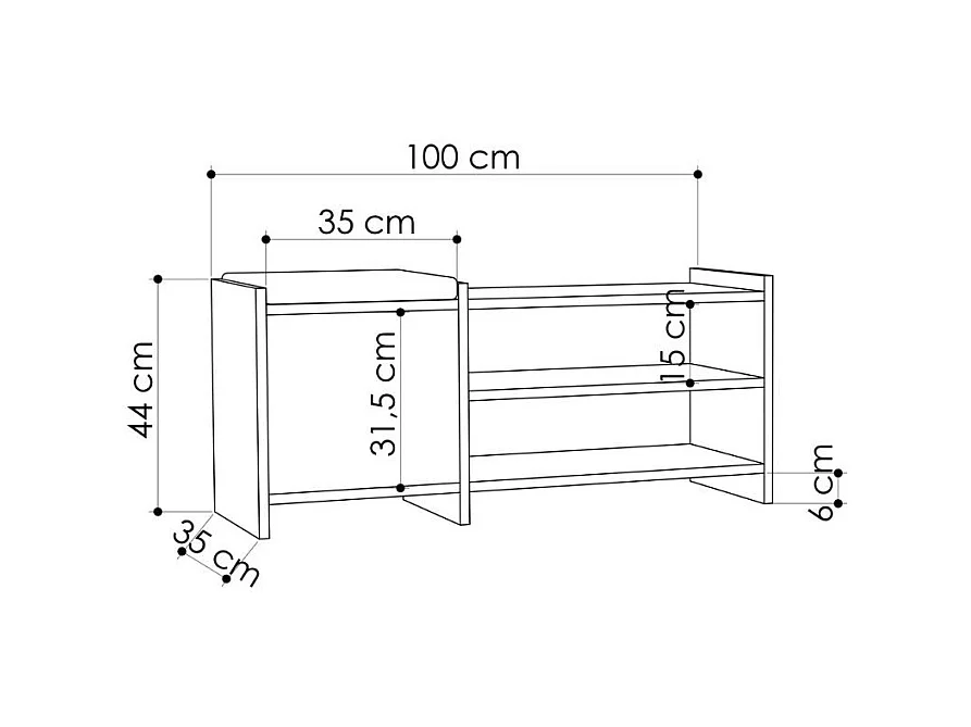 Panca scarpiera con anta e ripiani Sunno tortora e antracite 100x35x44