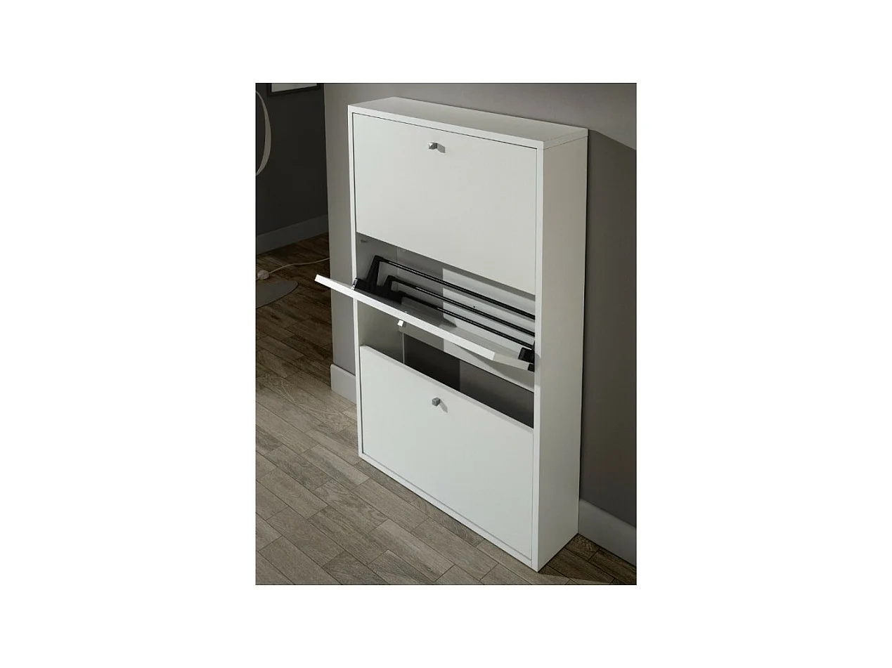 Scarpiera salvaspazio 3 ante a ribalta colore bianco opaco Virginia 68x18x110H