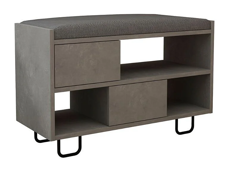 Panca scarpiera retro grey Troy con cuscino