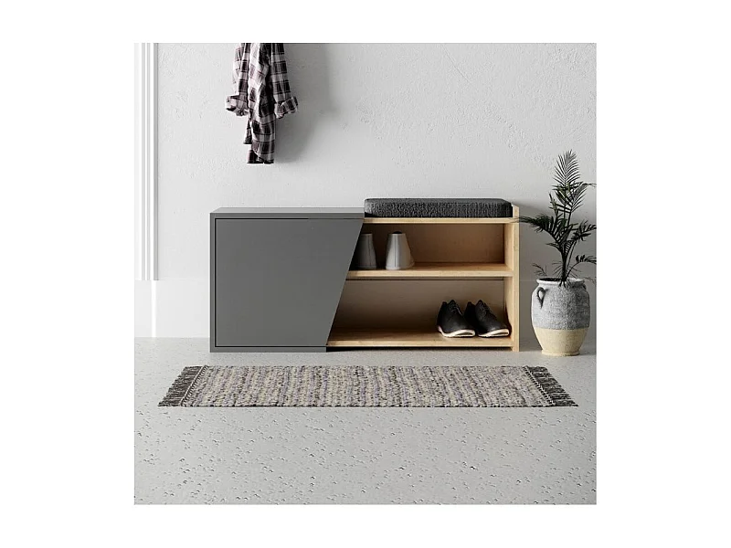 Scarpiera panca Fiona 104.6x37.5x47.2 colore rovere antracite