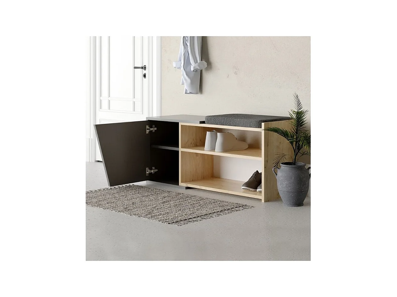 Scarpiera panca Fiona 104.6x37.5x47.2 colore rovere antracite
