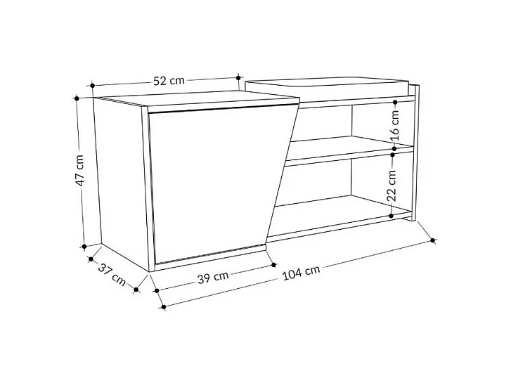 Scarpiera panca Fiona 104.6x37.5x47.2 colore rovere antracite