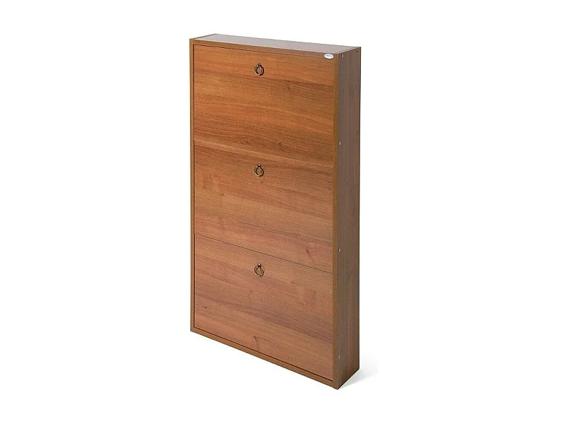 Scarpiera 3 ante slim salvaspazio 108x65x15 Serena colore noce antico