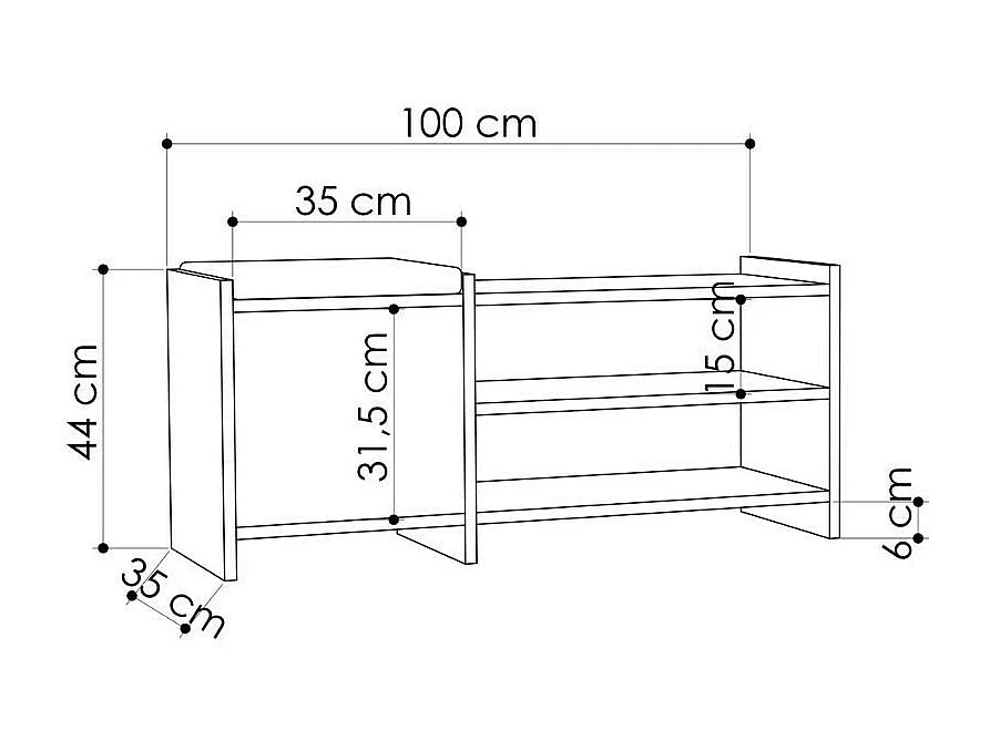 Panca scarpiera con anta e ripiani Sunno rovere 100x35x44