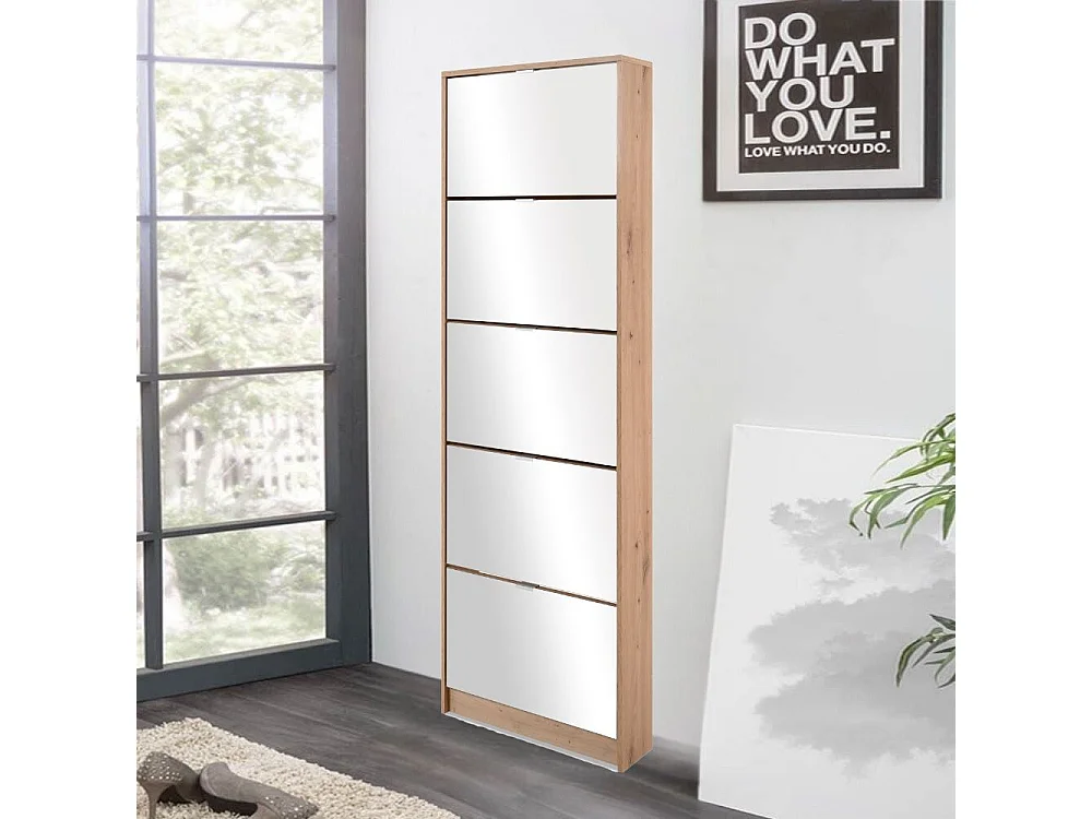 Scarpiera specchio 5 ante ribalta Koblenz colore quercia