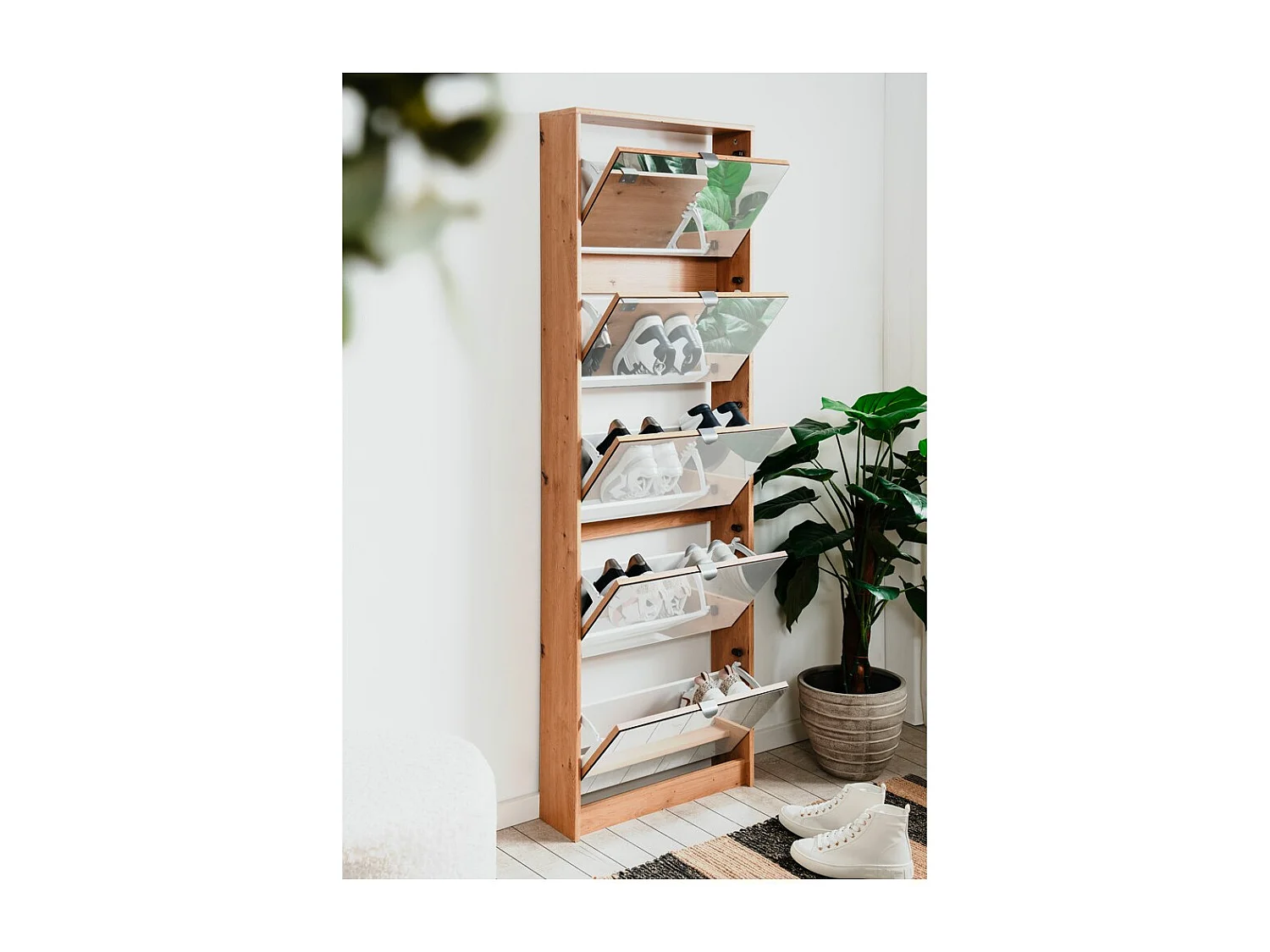 Scarpiera specchio 5 ante ribalta Koblenz colore quercia