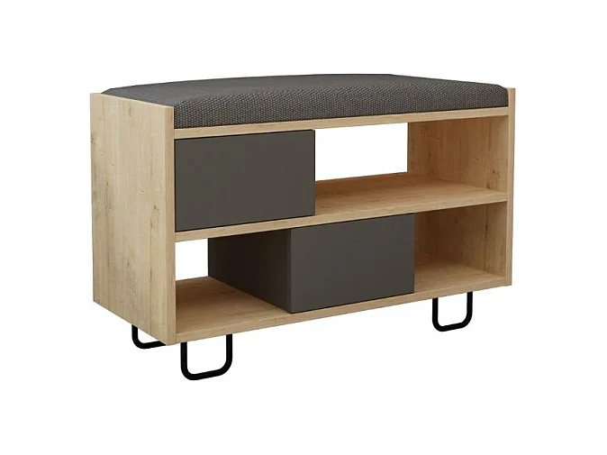 Panca scarpiera Troy con cuscino colore rovere e antracite