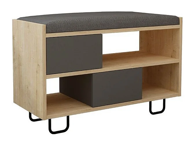 Panca scarpiera Troy con cuscino colore rovere e antracite
