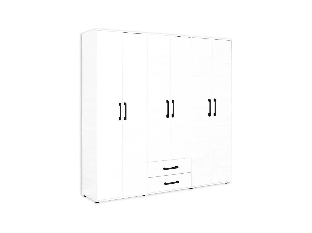 Armadio 6 ante e 2 cassetti GRD4262023 colore bianco 200x45x180H