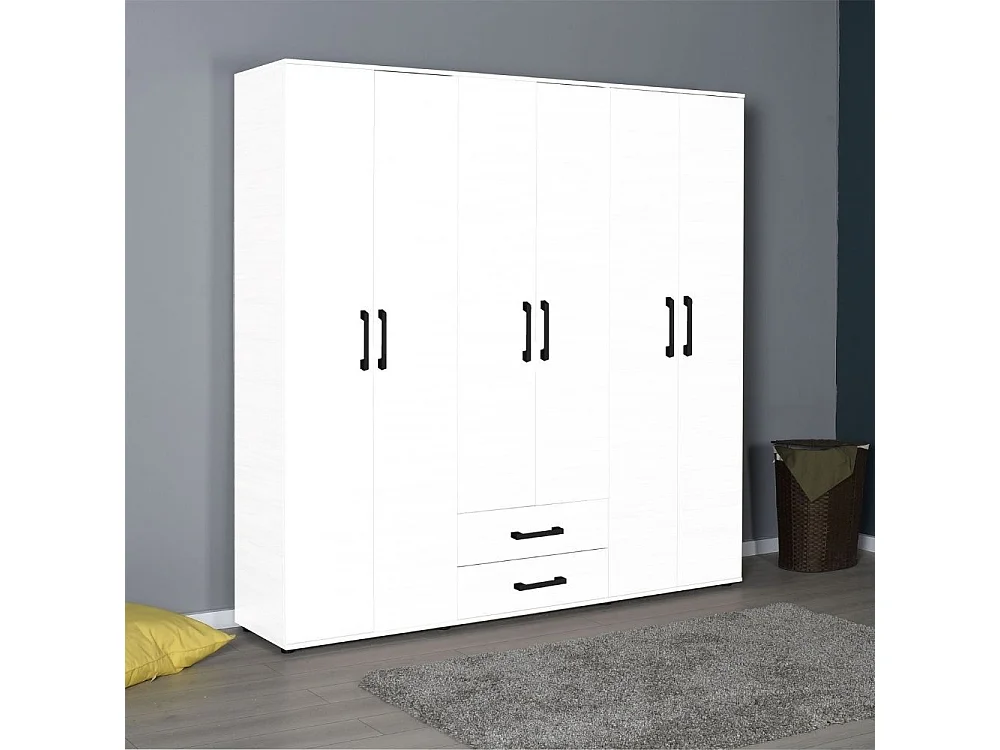 Armadio 6 ante e 2 cassetti GRD4262023 colore bianco 200x45x180H