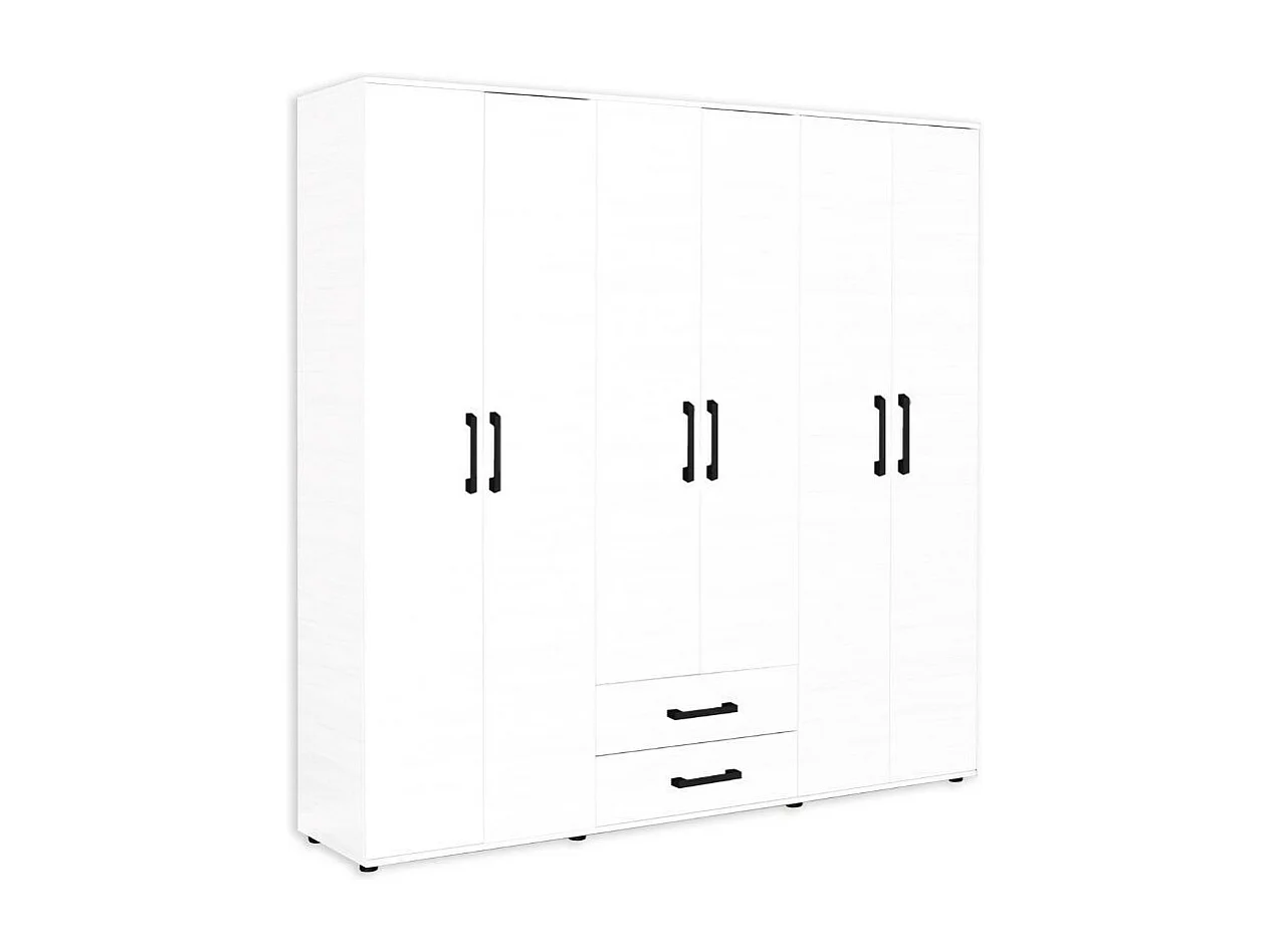 Armadio 6 ante e 2 cassetti GRD4262023 colore bianco 200x45x180H