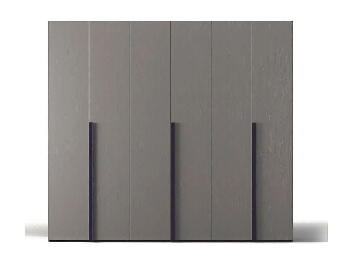 Armadio 6 ante battenti cemento e maniglie nero opaco Coco 276x60,3x250h