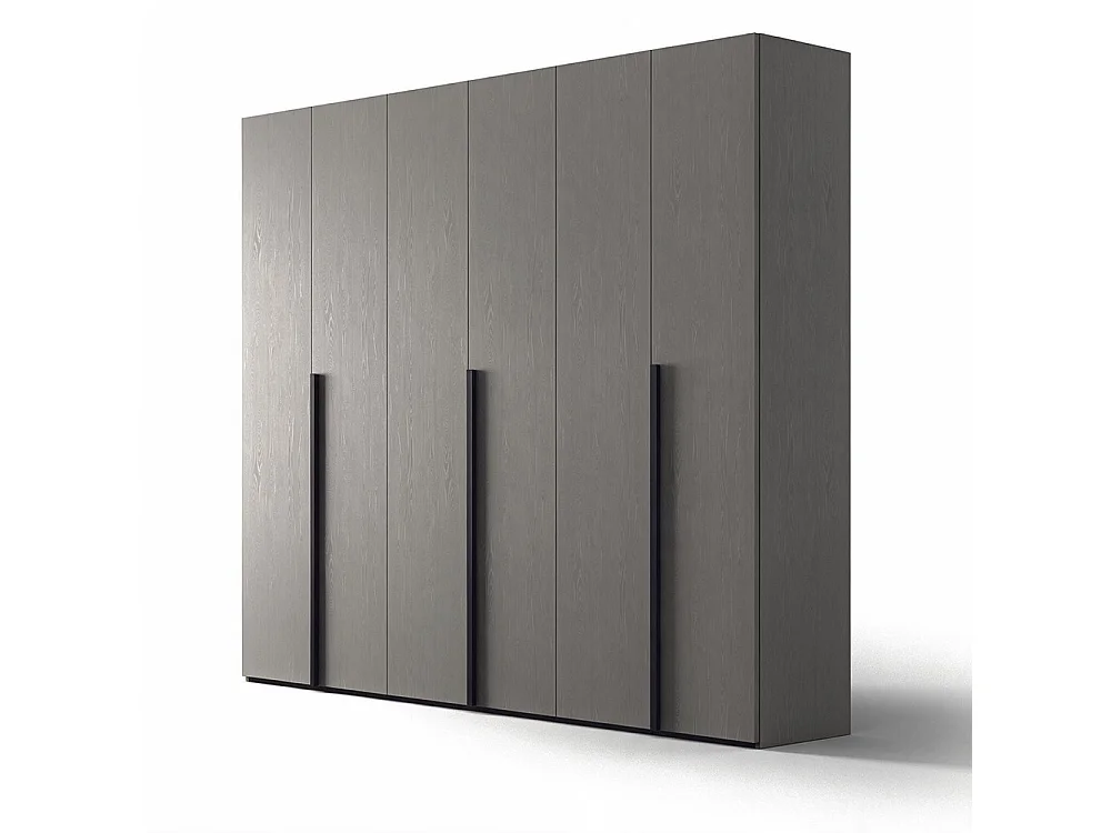 Armadio 6 ante battenti cemento e maniglie nero opaco Coco 276x60,3x250h