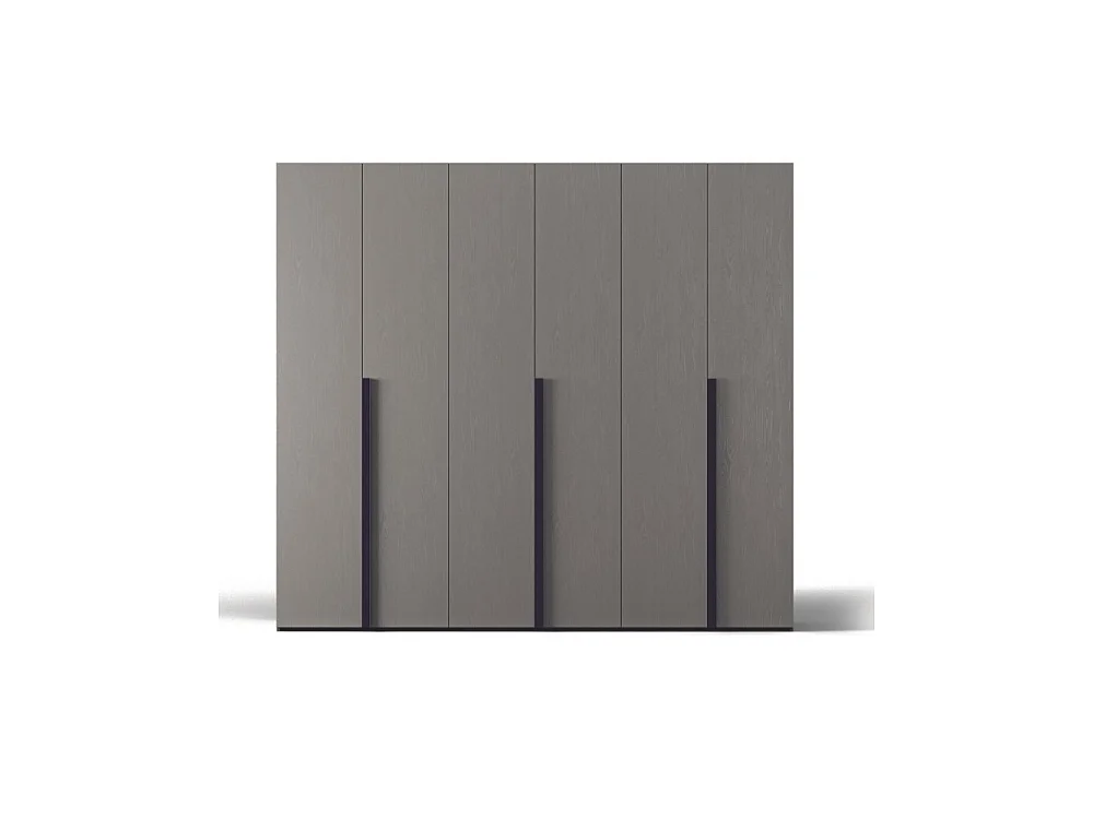 Armadio 6 ante battenti cemento e maniglie nero opaco Coco 276x60,3x250h