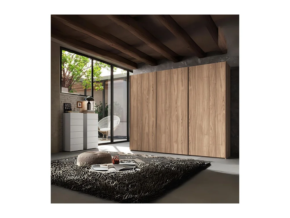 Armadio tre ante scorrevoli in legno noce america Step 276x67x250h