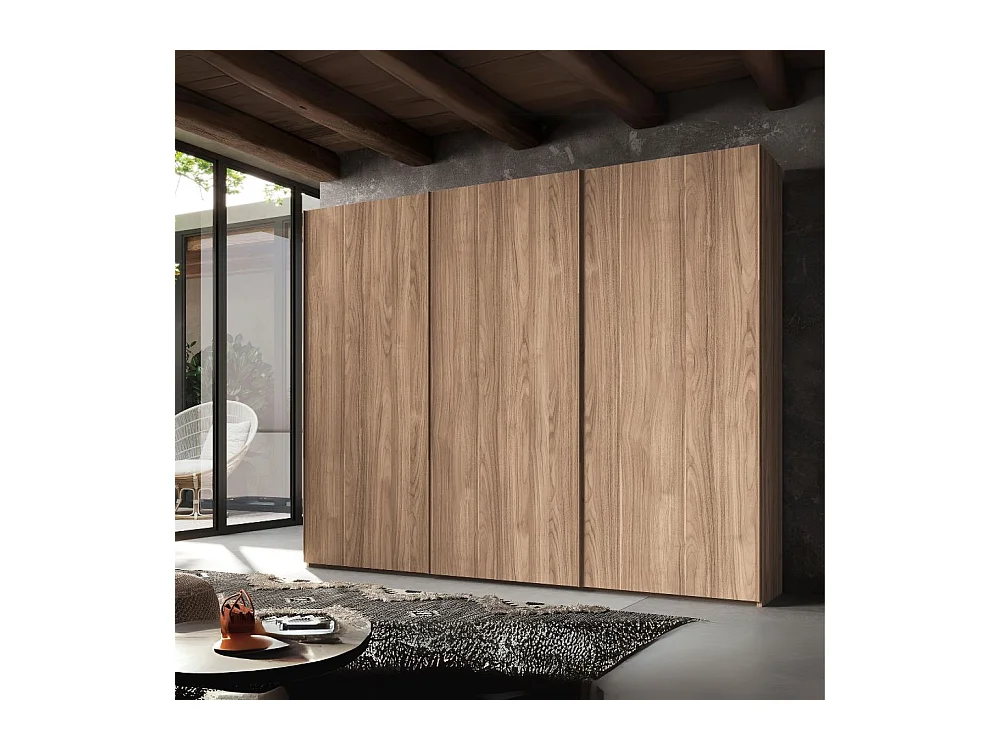 Armadio tre ante scorrevoli in legno noce america Step 276x67x250h