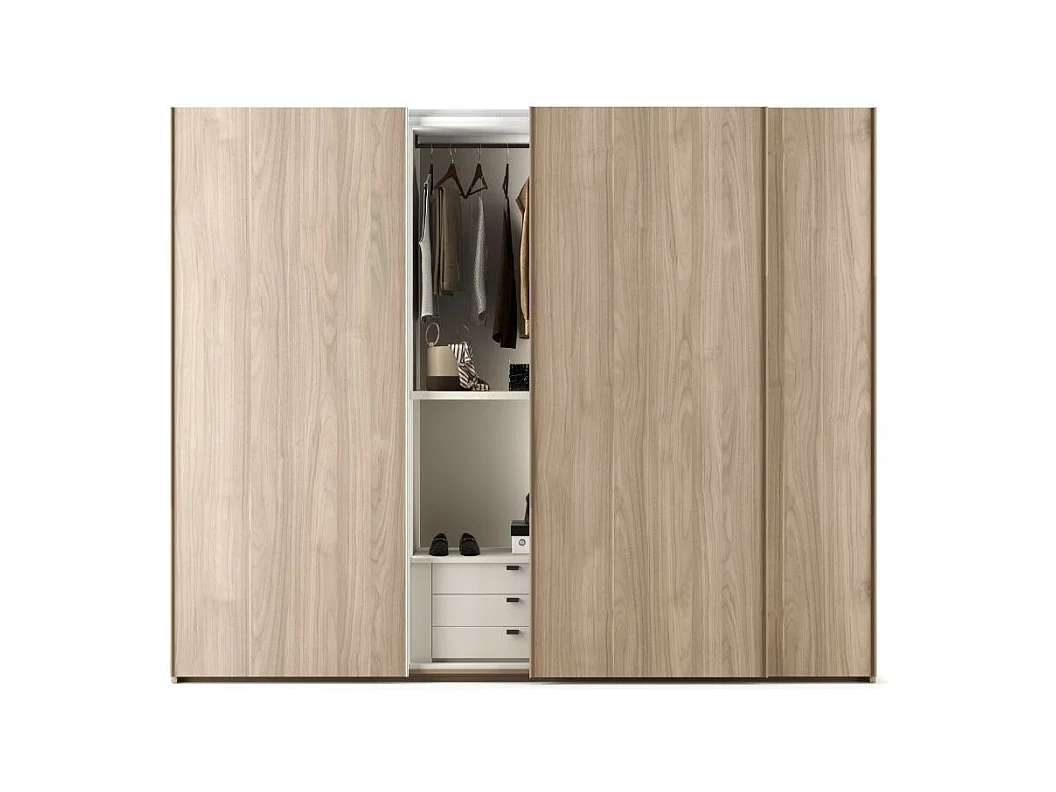 Armadio tre ante scorrevoli in legno noce america Step 276x67x250h