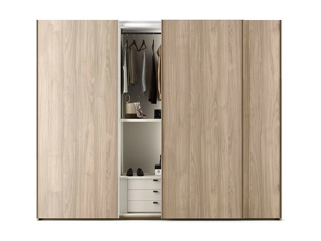 Armadio tre ante scorrevoli in legno noce america Step 276x67x250h