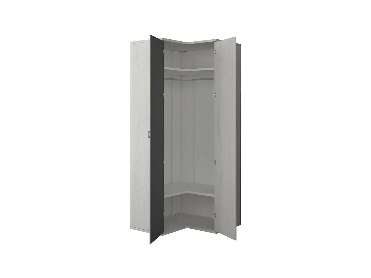 Armadio angolare 98x96x223h colore bianco consumato antracite