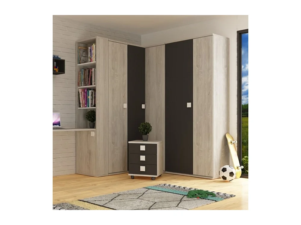 Armadio angolare 98x96x223h colore bianco consumato antracite