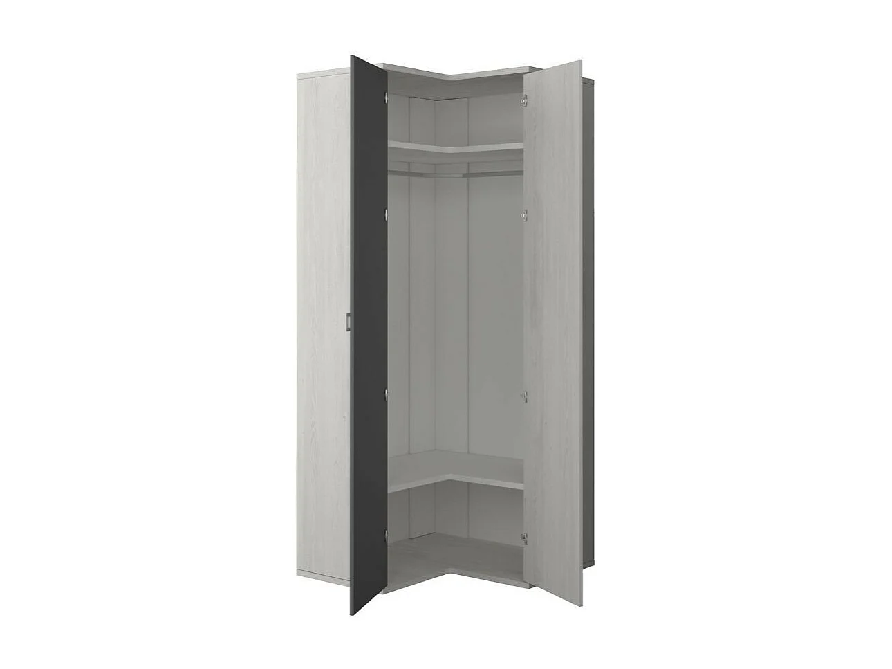 Armadio angolare 98x96x223h colore bianco consumato antracite