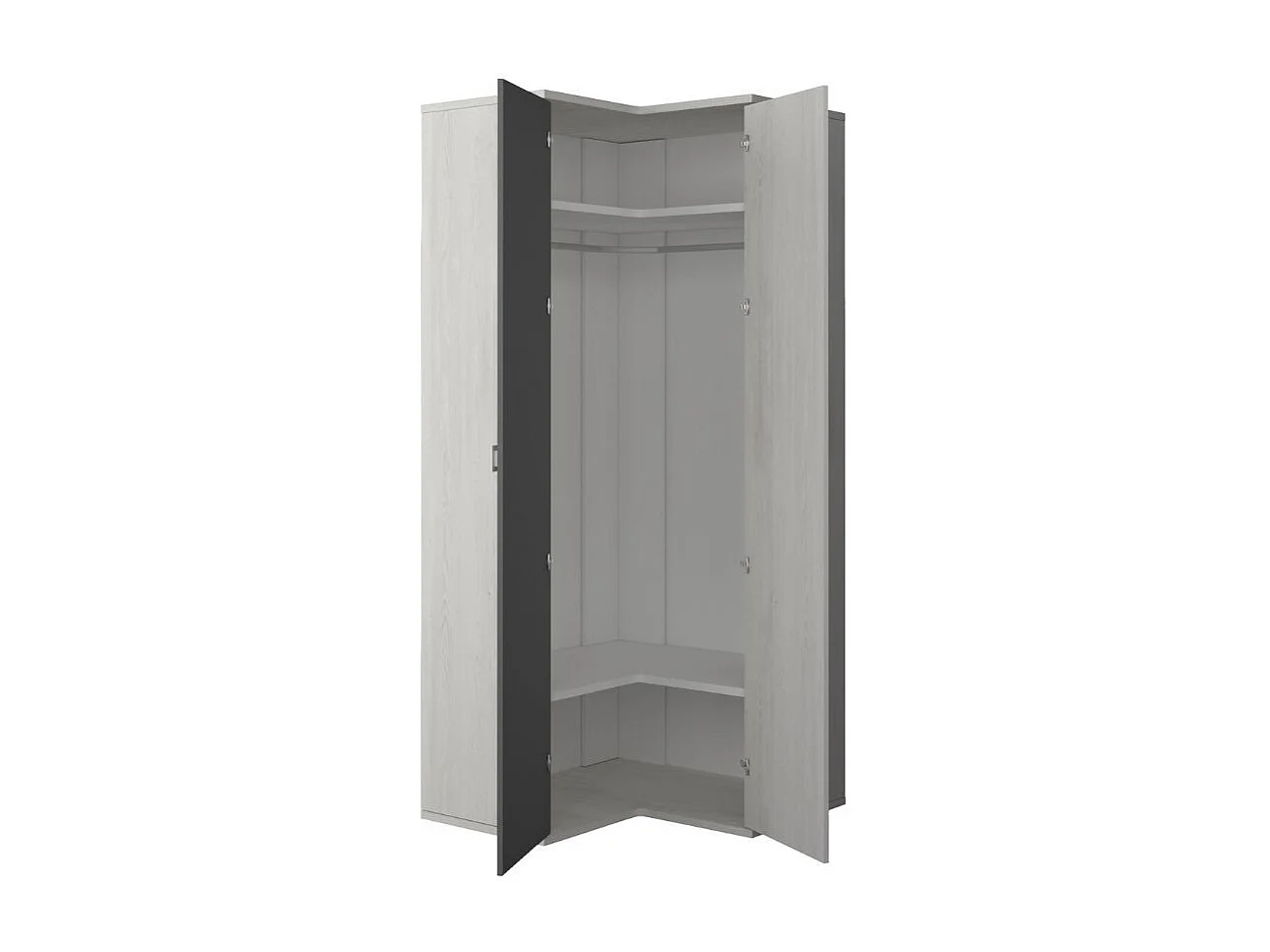 Armadio angolare 98x96x223h colore bianco consumato antracite