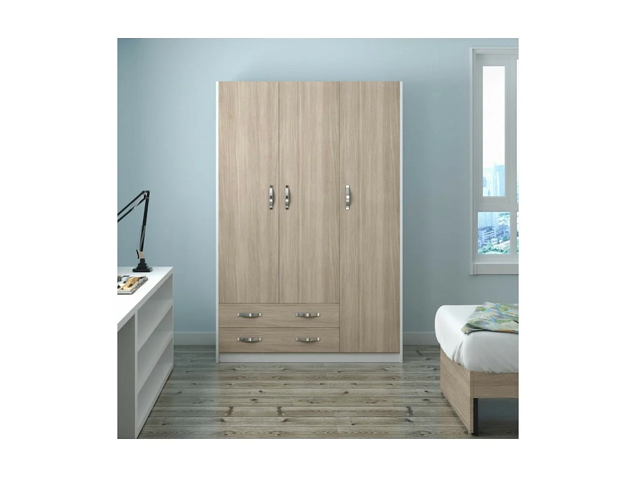 Armadio tre ante e due cassetti 135x52x210h colore olmo ARM3135