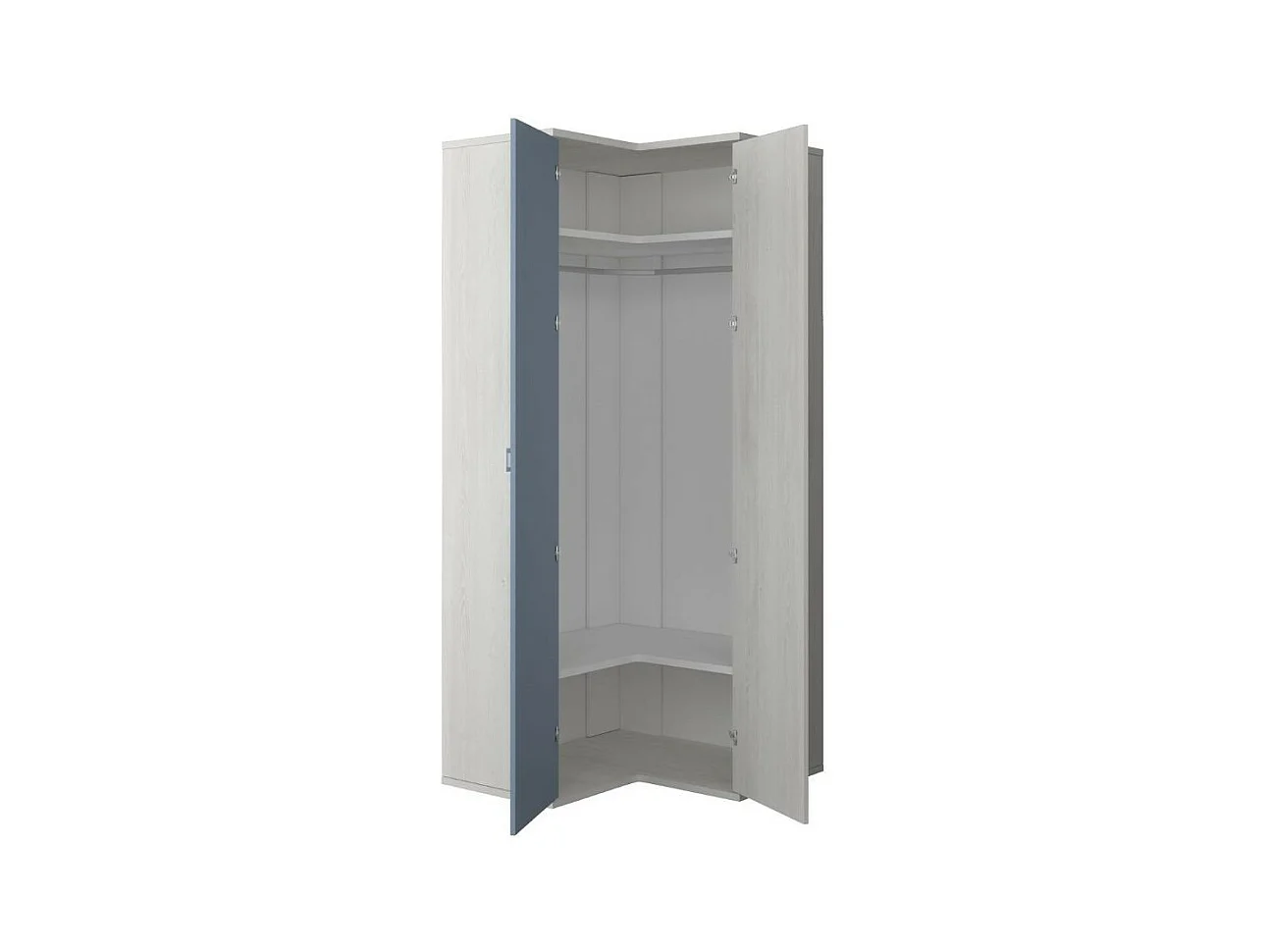 Armadio angolare 98x96x223h colore bianco consumato celeste