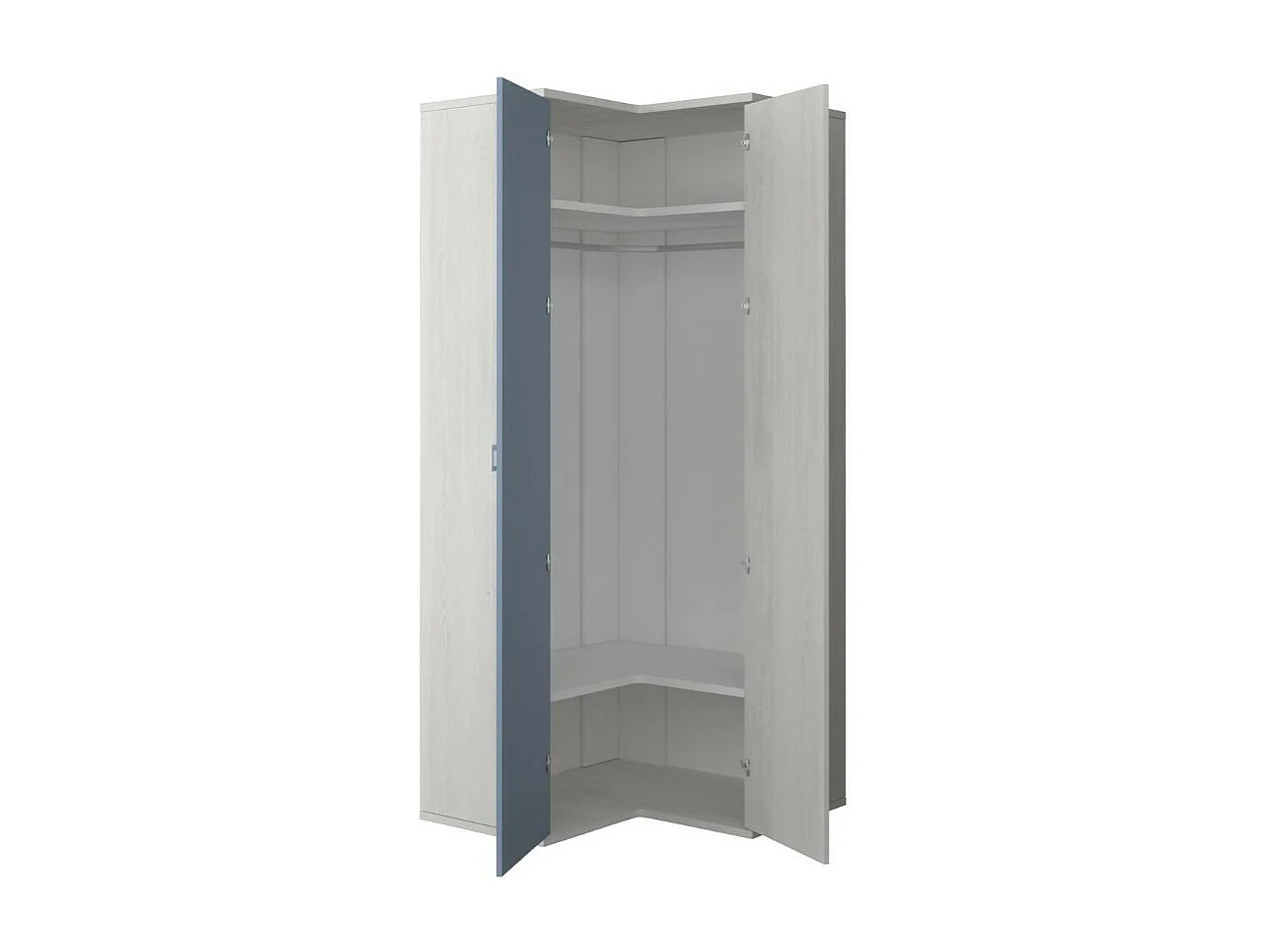 Armadio angolare 98x96x223h colore bianco consumato celeste