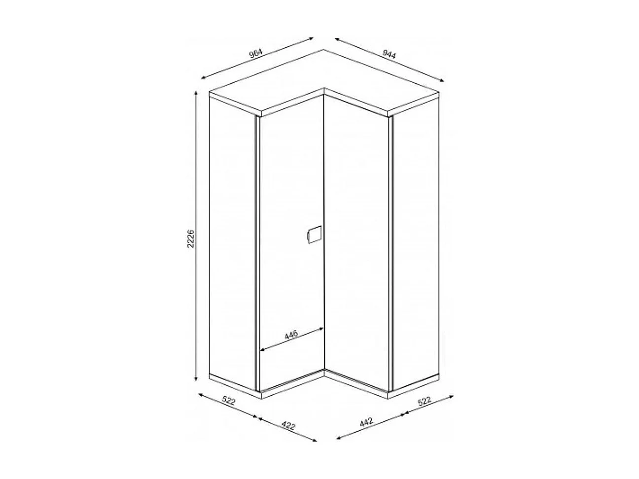 Armadio angolare 98x96x223h colore bianco consumato celeste