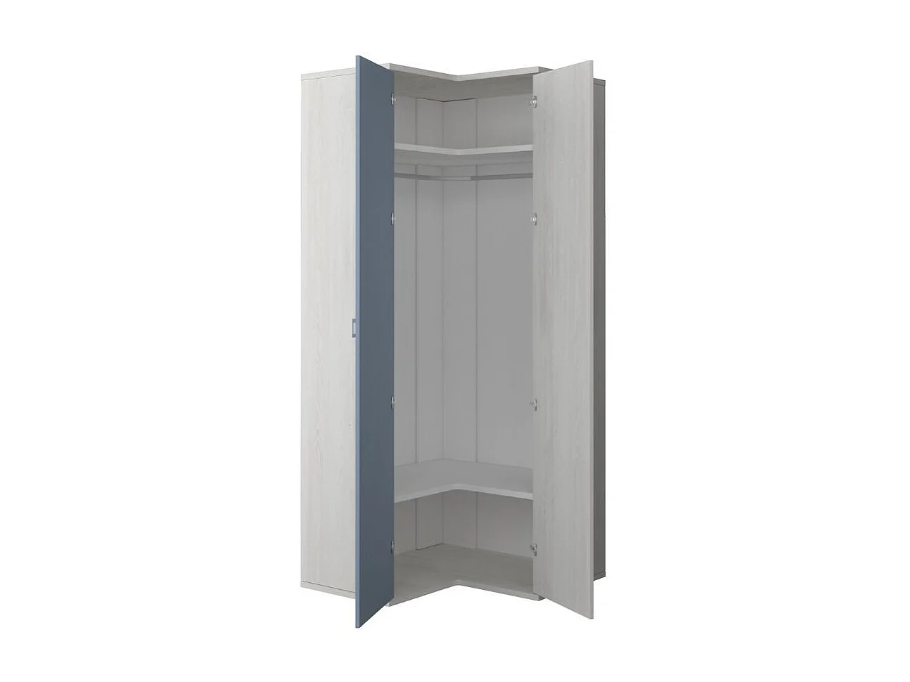 Armadio angolare 98x96x223h colore bianco consumato celeste