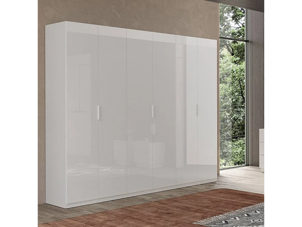 Armadio 6 ante bianco lucido Pavese 275x55x240h
