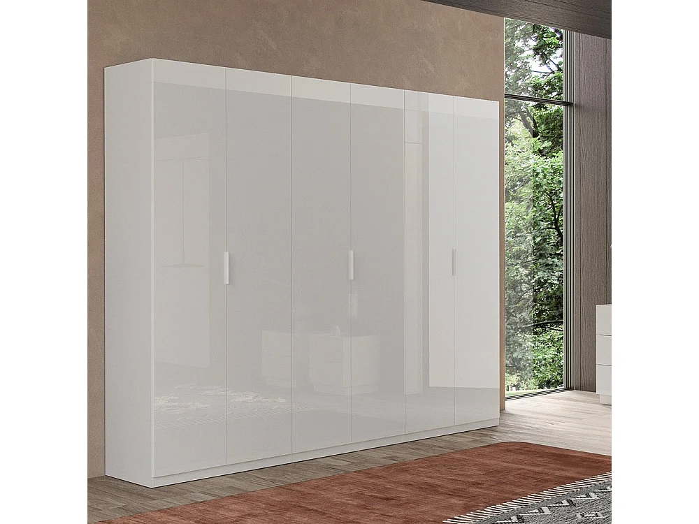 Armadio 6 ante bianco lucido Pavese 275x55x240h