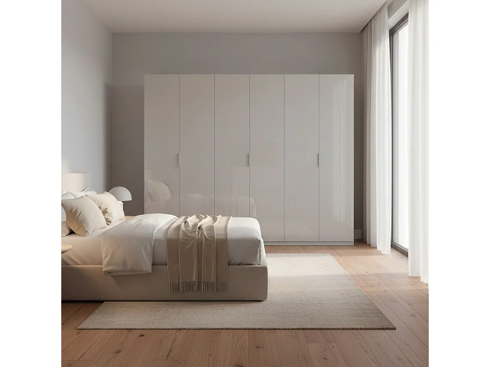 Armadio 6 ante bianco lucido Pavese 275x55x240h