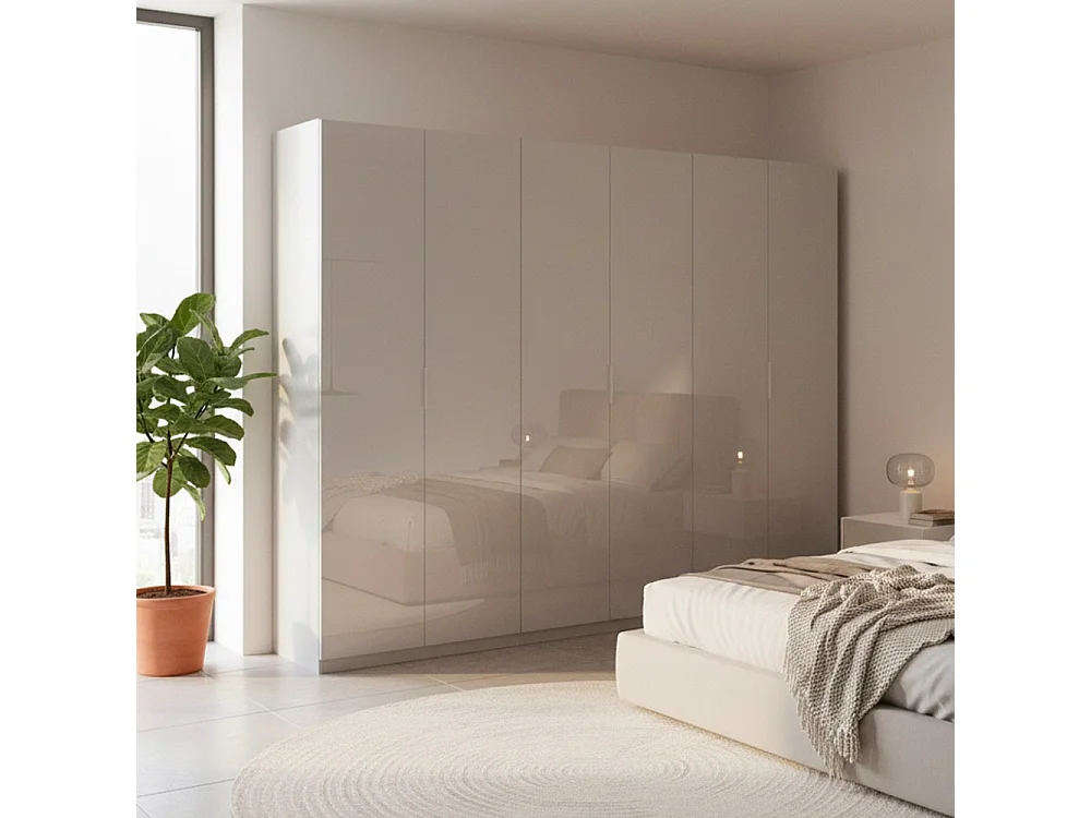 Armadio 6 ante bianco lucido Pavese 275x55x240h