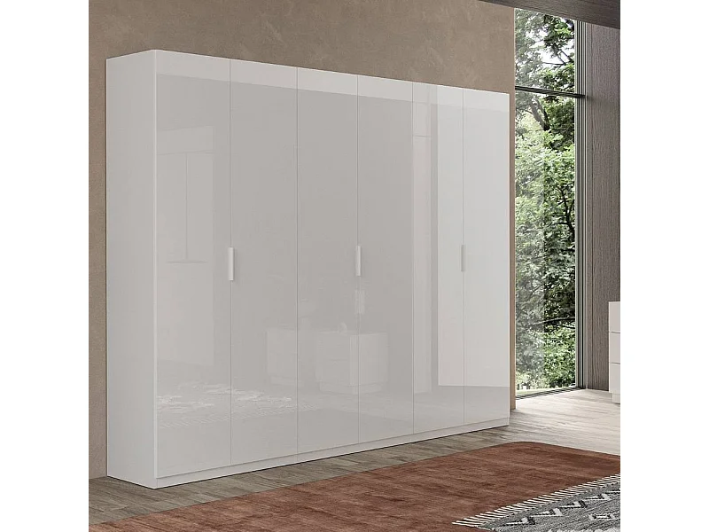 Armadio 6 ante bianco lucido Pavese 275x55x240h