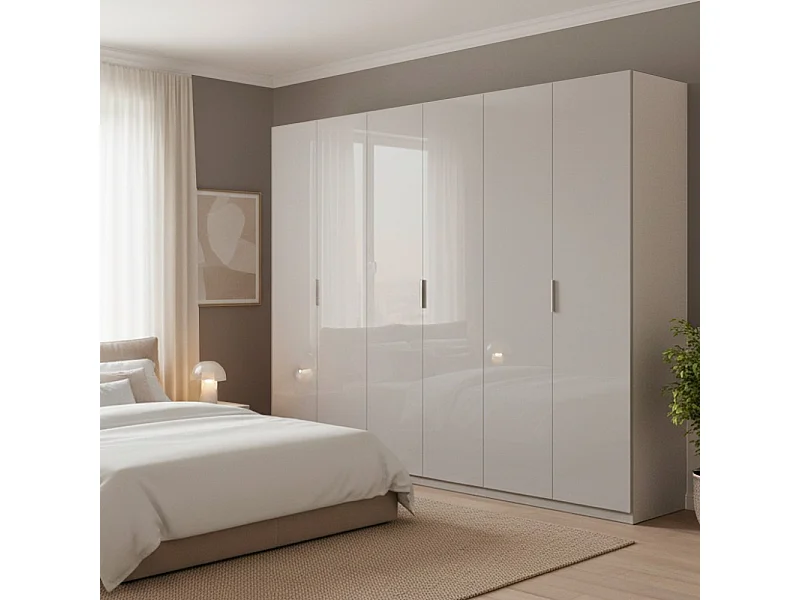 Armadio 6 ante bianco lucido Pavese 275x55x240h