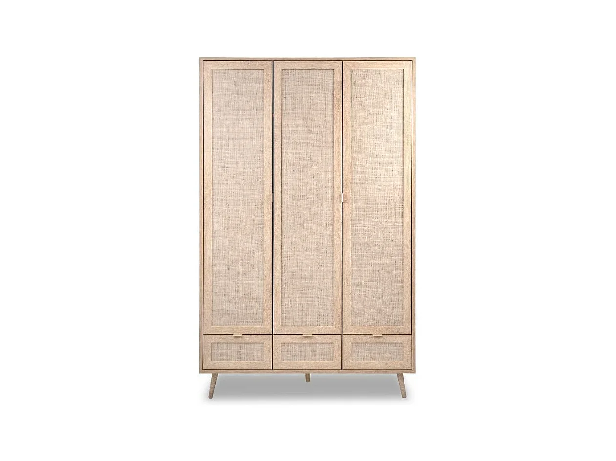 Armadio 3 ante e 3 cassetti effetto vimini Bali60B