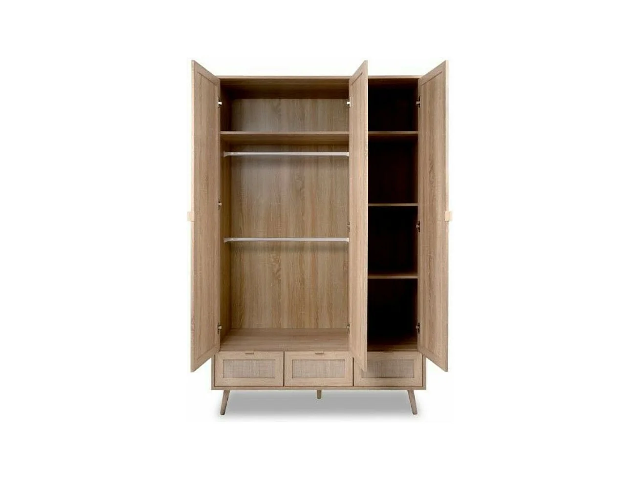 Armadio 3 ante e 3 cassetti effetto vimini Bali60B