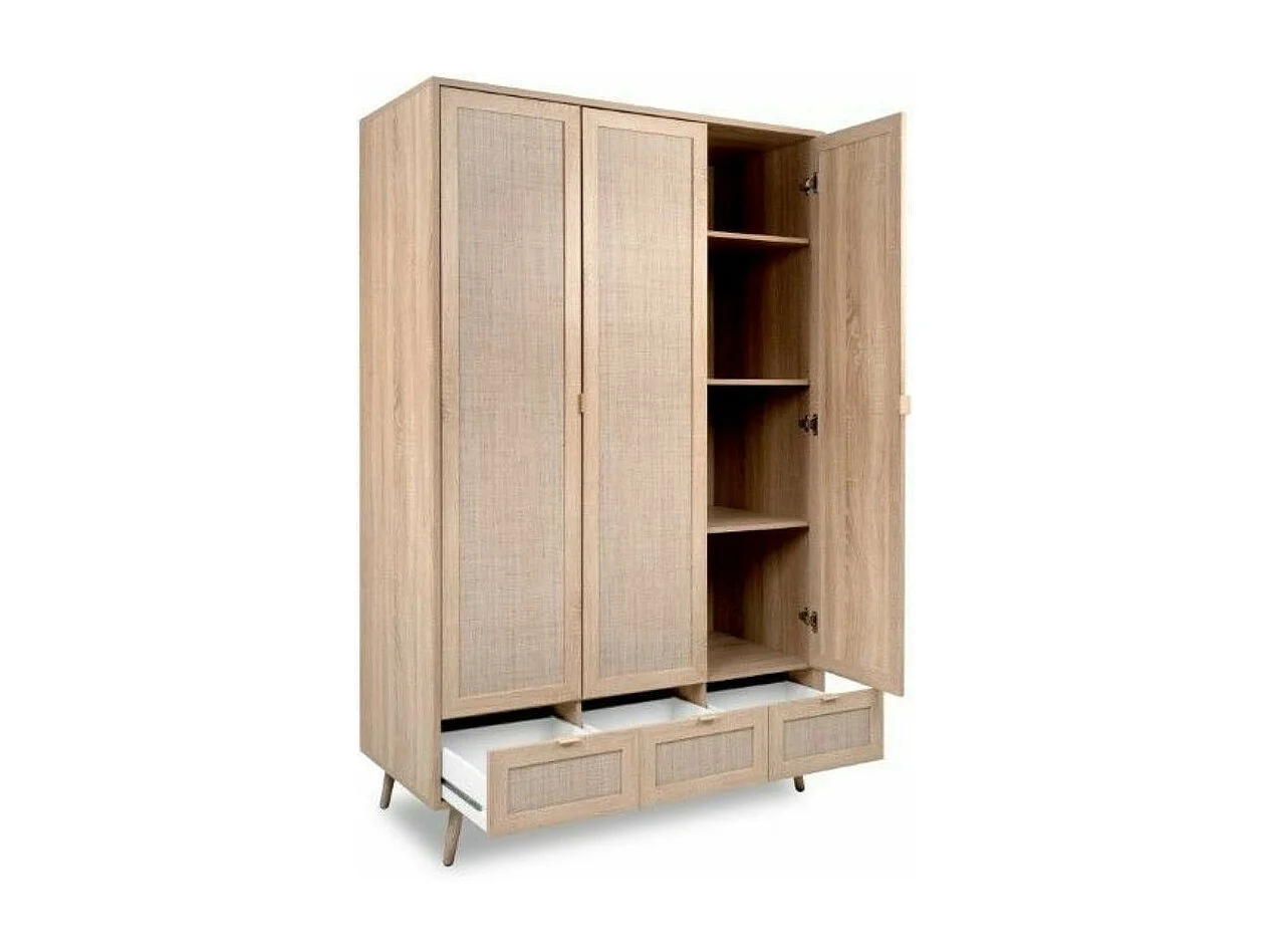 Armadio 3 ante e 3 cassetti effetto vimini Bali60B