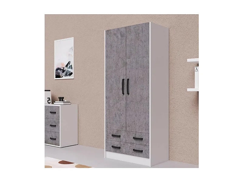 Armadio due ante e cassetti 91x52x210h colore cemento ARM290C