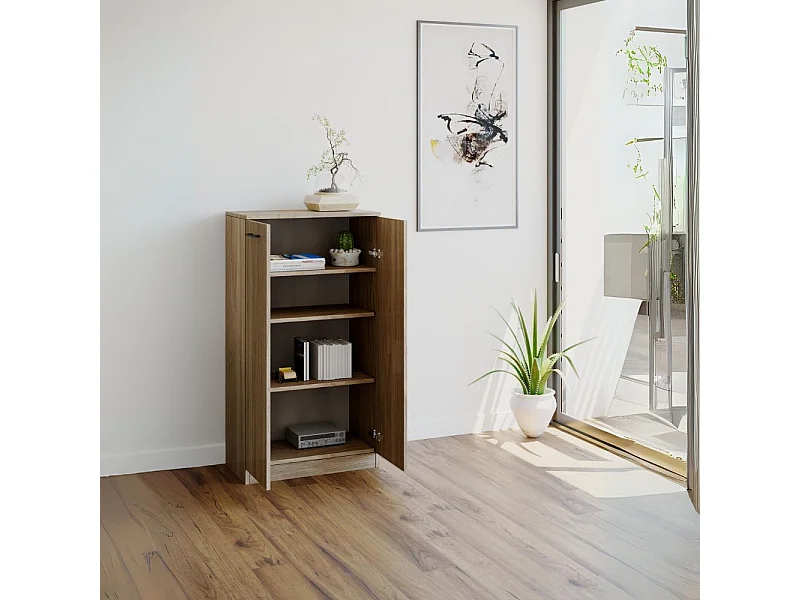 Armadio scarpiera 2 ante e 3 ripiani Gabriella 130 colore noce naturale