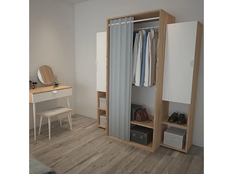 Guardaroba 150x56x184h Krell RF200101 colore rovere bianco