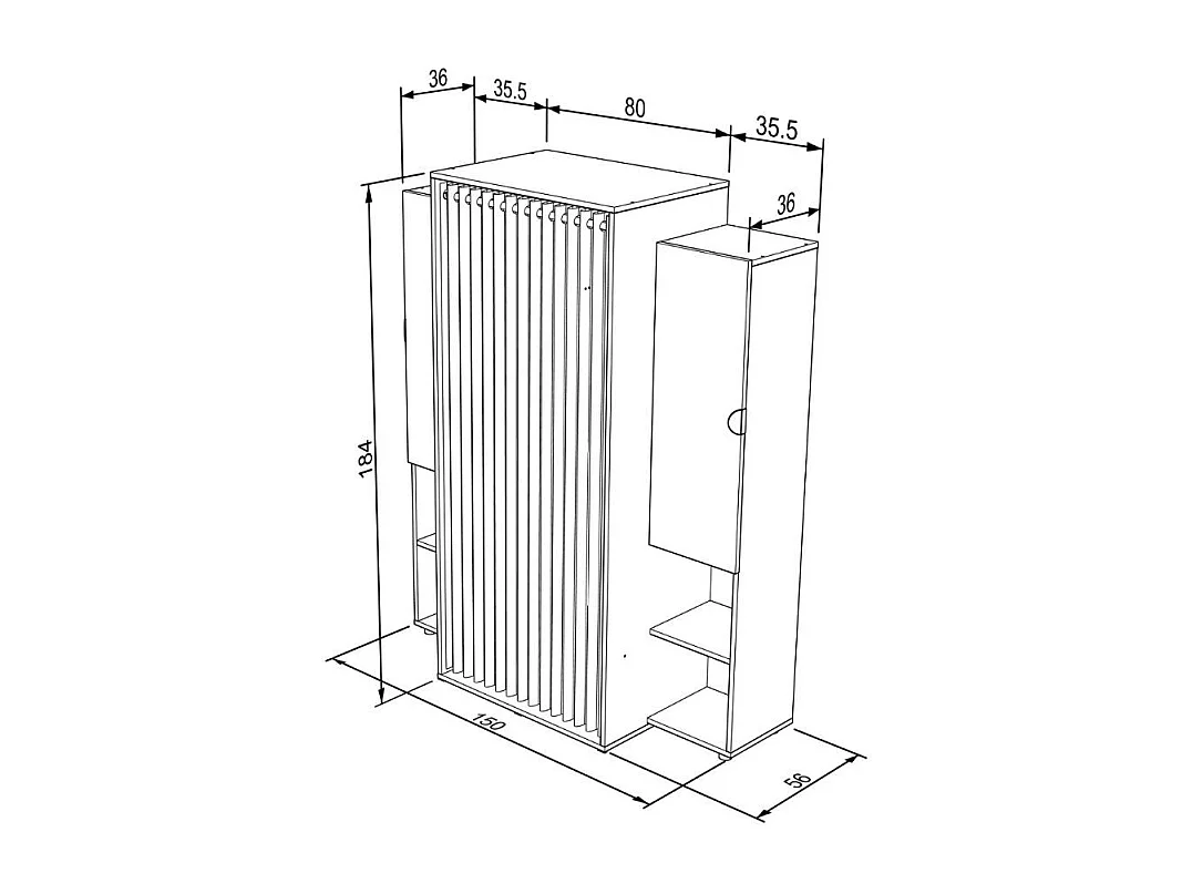 Guardaroba 150x56x184h Krell RF200101 colore rovere bianco